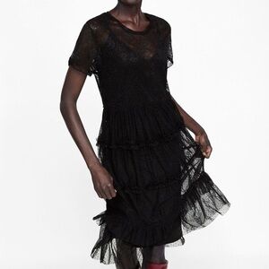 Zara Black Lace Midi Dress